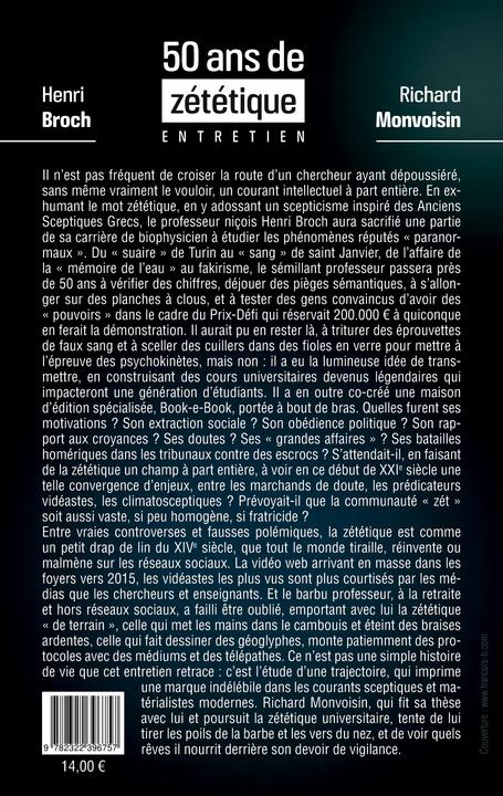 Immagine prodotto 50 ans de zététique (Francese, Henri Broch, Richard Monvoisin, 2023)