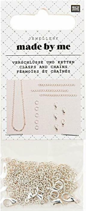 Actual product image Rico small clasps and chains, silver lobster clasps, rings, chain, extension chain