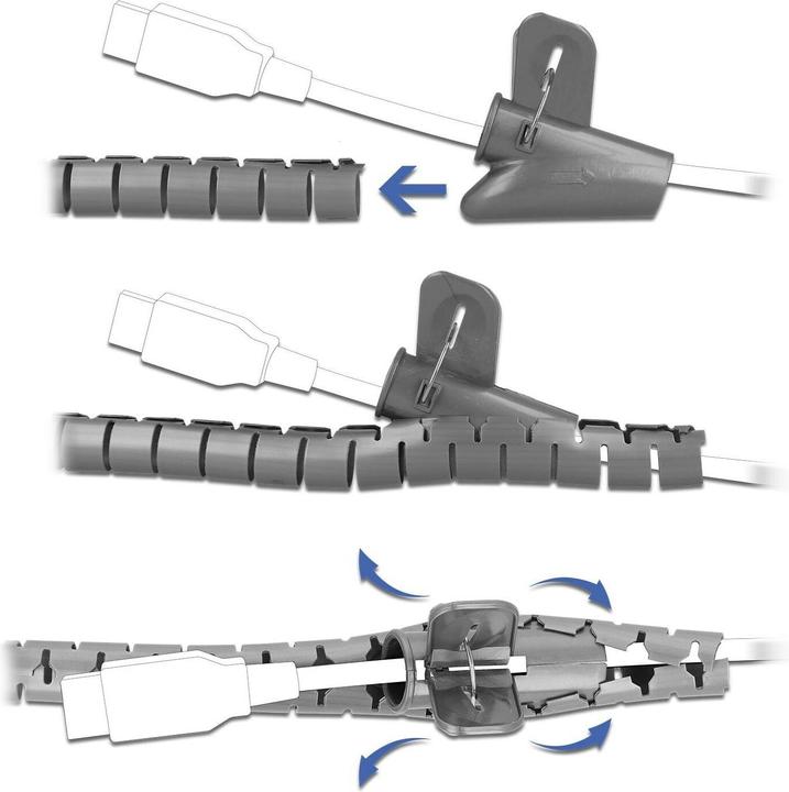 Actual product image Delock Spiral hose with retractable tool 2.5 m x 30 mm gray (Cable spiral hose, 250 cm)