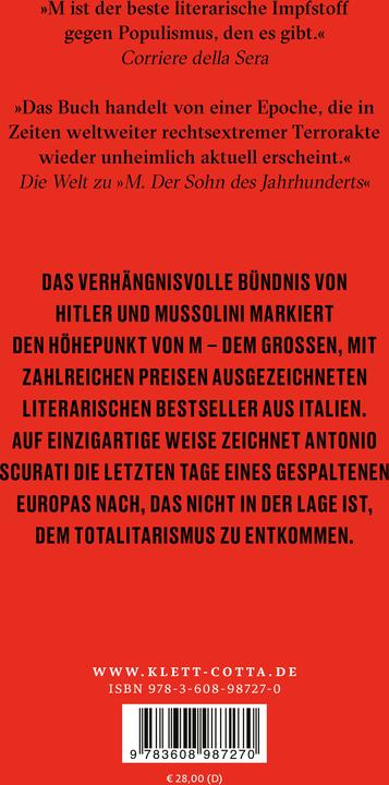 Image du produit M. Die letzten Tage von Europa (Allemand, Antonio Scurati, 2023)
