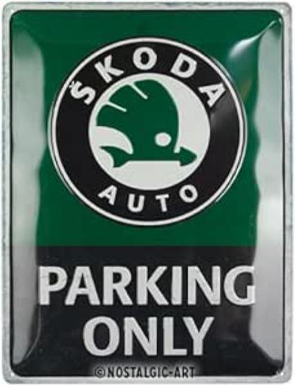 Immagine prodotto Nostalgic-Art Merchandising Cartello Skoda Parking only 30 x 40 cm, metallo (30 x 40 cm)