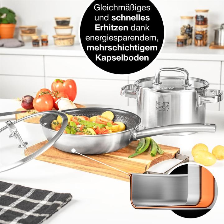 Image du produit Moritz & Moritz Couvercle de poêle universel en acier inoxydable 30cm - Couvercle pour poêle comme complément idéal (Verre)