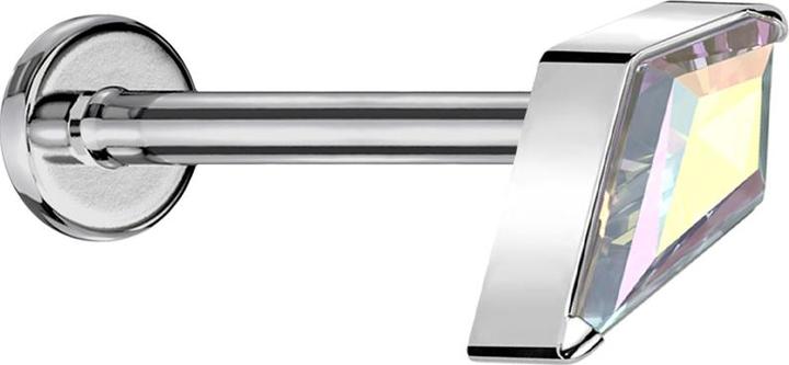 Star Piercing Micro Threadless Labret silber Diamant silber mit Kristall multicolor (Titan G23, ohne Messing)
