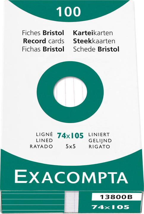 Produktbild Exacompta Karteikarten A7, liniert (A7, 205 g/m², 100 x)