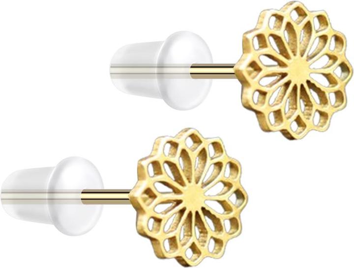 Star Piercing Ohrstecker vergoldet Blume (ohne Messing, Chirurgenstahl 316L)
