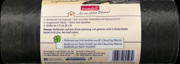 Image du produit dm Profissimo nature Sac poubelle 60L avec cordon de serrage 80% matière recyclée (60 l)