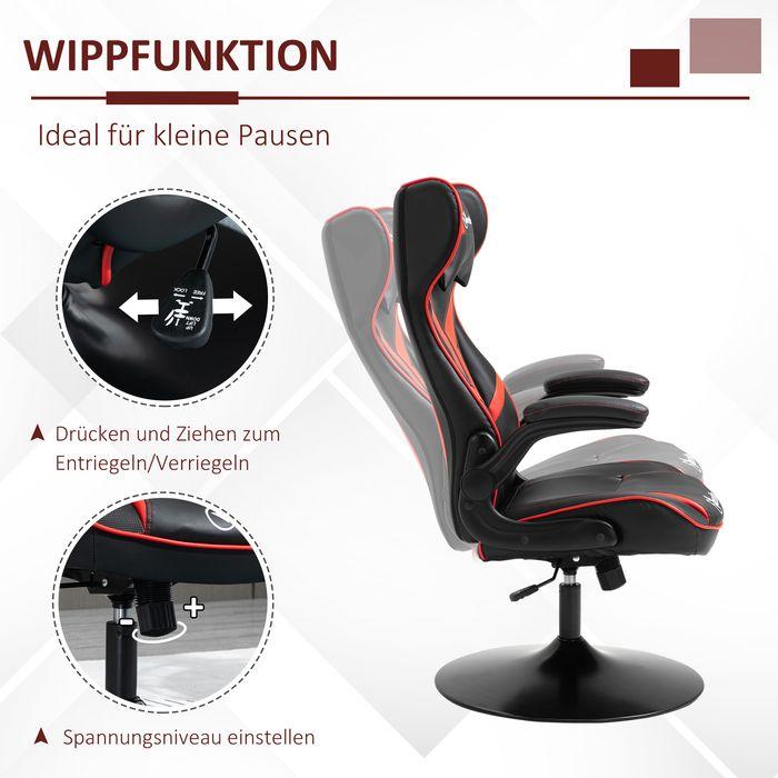 Produktbild Swisshandel24 Gamingstuhl ergonomisch Computerstuhl mit Wippfunktion Schwarz+Rot