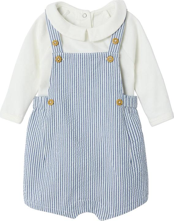 Vertbaudet Baby-Set: Body & gestreifte Latzshorts