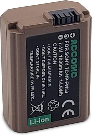 Actual product image Acconic Battery with USB-C input for Sony NP-FW50 NEX.3 NEX.3C NEX.5 NEX.5A PTA (Camera battery)