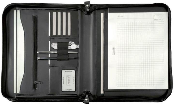 Produktbild Alassio Reissverschlussmappe Vernazza A4 36x29x5cm Lederimitat schwarz (A4, 1 x)