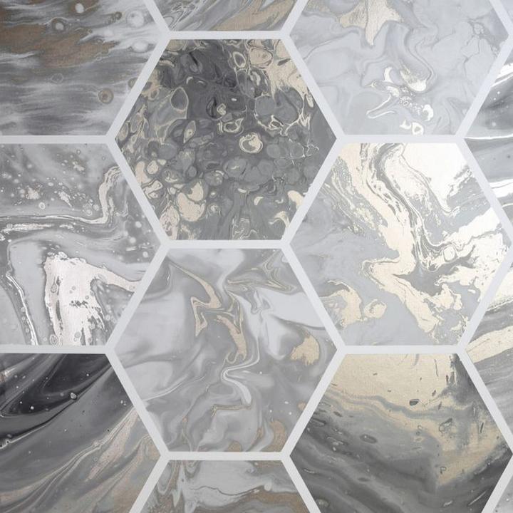 Actual product image Arthouse Wallpaper Marble Hexagon (53 x 1000 cm)