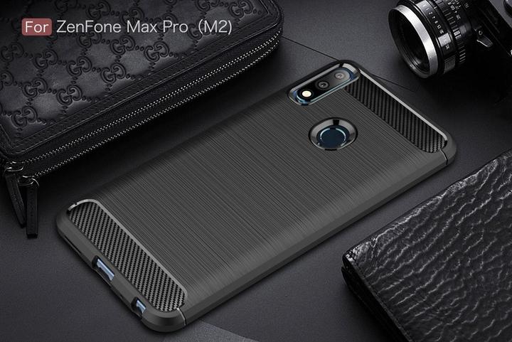 Actual product image Screenguard Asus Zenfone Max Pro M2 Cover Carbon Brushed Soft TPU (Asus Zenfone Max Pro (M2))