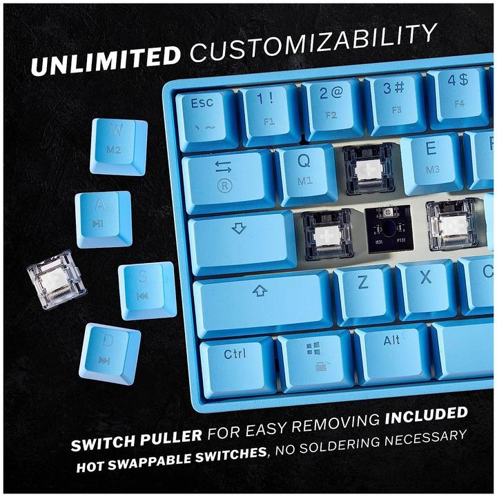 Productafbeelding HK Gaming Toetsenbord GK61 RGB Blauw met Gateron Mechanische Zwarte Schakelaars (mini 60% VS Layout) (NL, Bedraad)