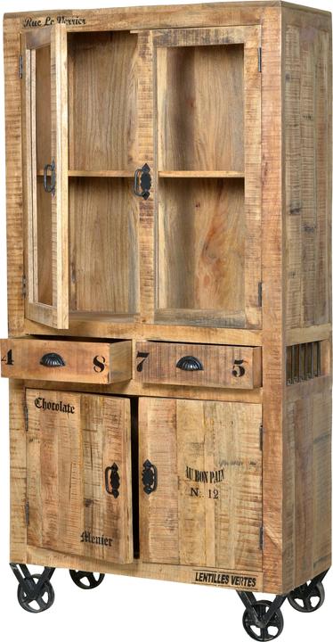 Image du produit SIT Möbel Vitrine Vintage Natural Wood nature antique noir (90 x 180 x 40 cm)