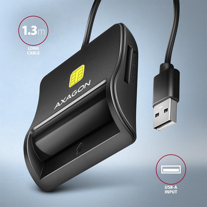 Actual product image Axagon CRE-SM3SD USB Smart Card & SD/microSD/SIM Card FlatReader (USB 2.0)