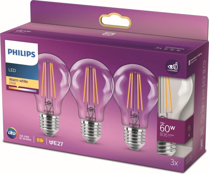 Productafbeelding Philips Lamp (E27, 7 W, 806 lm, 3 x, E)