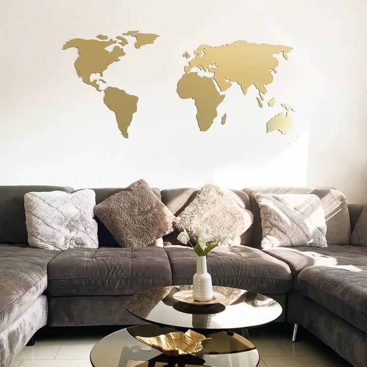 Immagine prodotto Trenddeko Mappa del mondo 3D con effetto oro (180 x 89 cm)