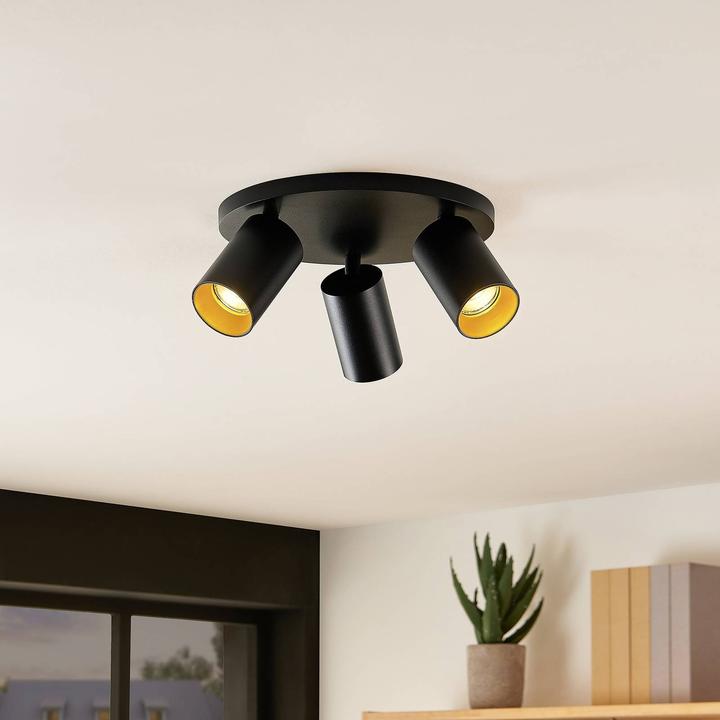 Image du produit Arcchio Brinja spot de plafond, rond 3-fl., noir (GU10)