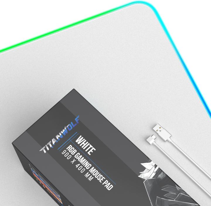 Immagine prodotto Titanwolf Tappetino per mouse da gioco RGB, tappetino per mouse XL 900 x 400 mm, migliora la precisione e la (XL)