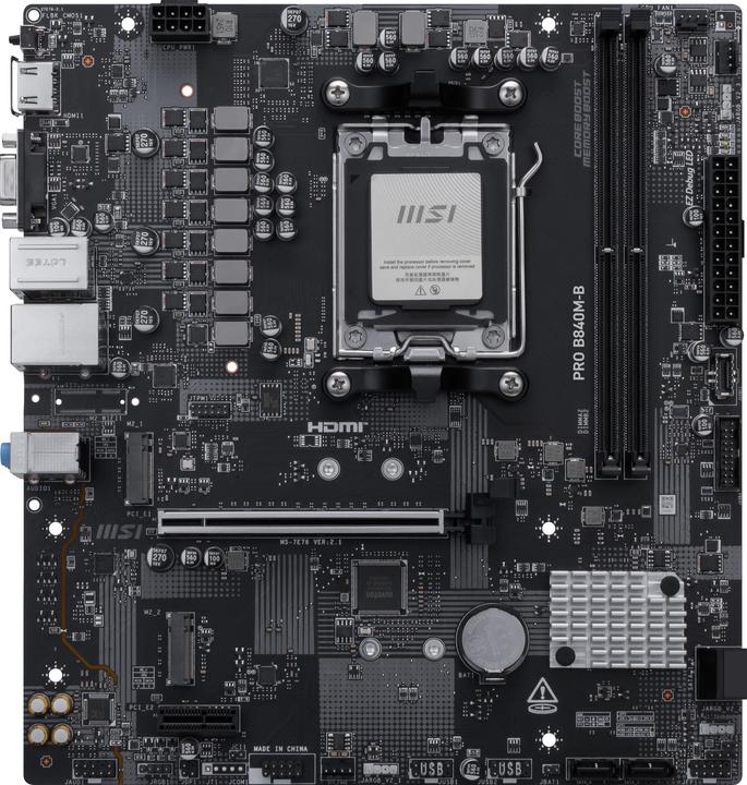 Actual product image MSI PRO B840M-B AM5 mATX MB (AM5, AMD B840, Micro-ITX)