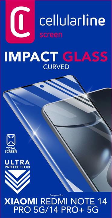 Actual product image Cellularline Impact Glass Capsule (1 Piece, Xiaomi Redmi Note 14 Pro+ 5G, Xiaomi Redmi Note 14 Pro 5G)