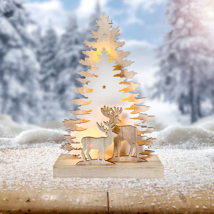 Actual product image HTI-Living Weihnachsdeko Rehe vor Baumsilhouette