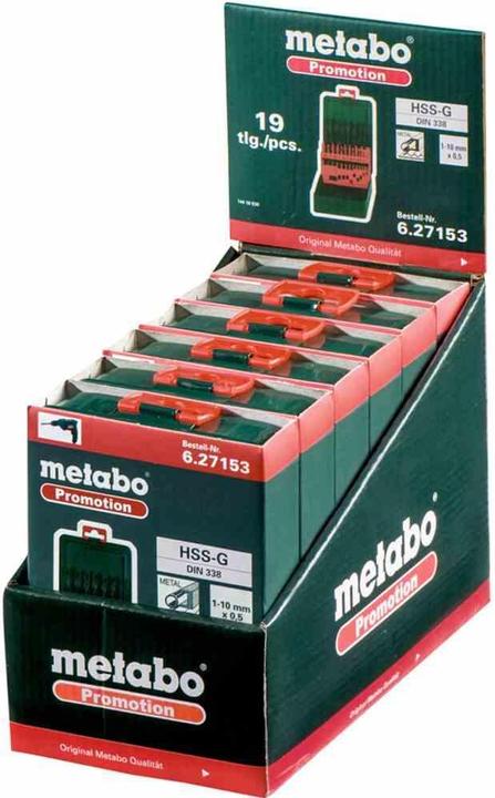 Actual product image Metabo Twist drill set (1 mm, 1.5 mm, 2 mm, 2.5 mm, 3 mm, 3.5 mm, 4 mm, 4.5 mm, 5 mm, 5.5 mm, 6 mm, 6.5 mm, 7 mm, 7.5 mm, 8 mm, 8.5 mm, 9 mm, 9.5 mm, 10 mm)