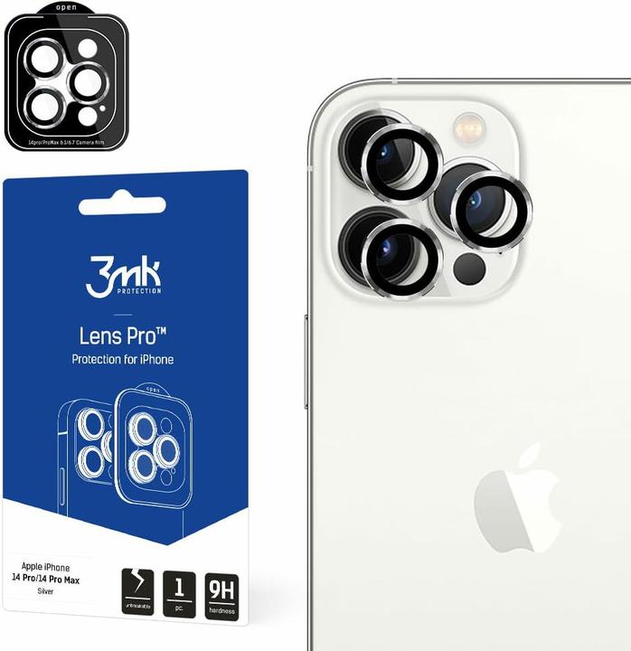 Produktbild 3MK iPhone 14 Pro/14 Pro Max - Lens Protection Pro Silver (1 Stück, Apple iPhone 14 Pro, Apple iPhone 14 Pro Max)