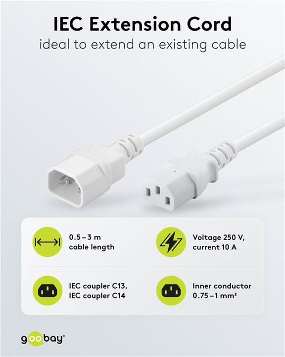 Immagine prodotto Goobay Estensione apparecchio freddo 2 m, bianco (2 m)