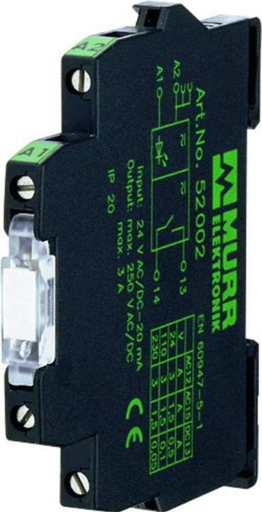 Produktbild Murr Elektronik MIRO 6.2 24V Ausgangsrelais IN: 24 VAC/DC - OUT: 250 VAC/DC 6 A 1 Schliesser - 6.2 mm, Schraubkle...