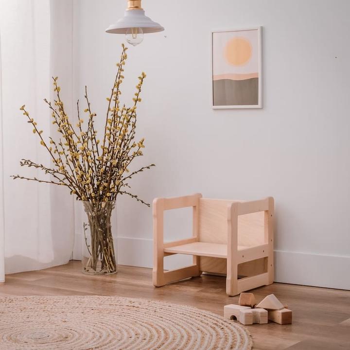 Immagine prodotto Activity Board Atmosfera Waldorf, stanza dei bambini, set di mobili per bambini - scaffale aperto e sedia