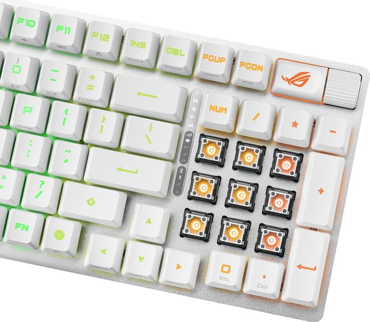 Produktbild ASUS Tastatur ROG Strix Scope II 96 RX Wireless WHT (DE, Kabellos, Kabelgebunden)