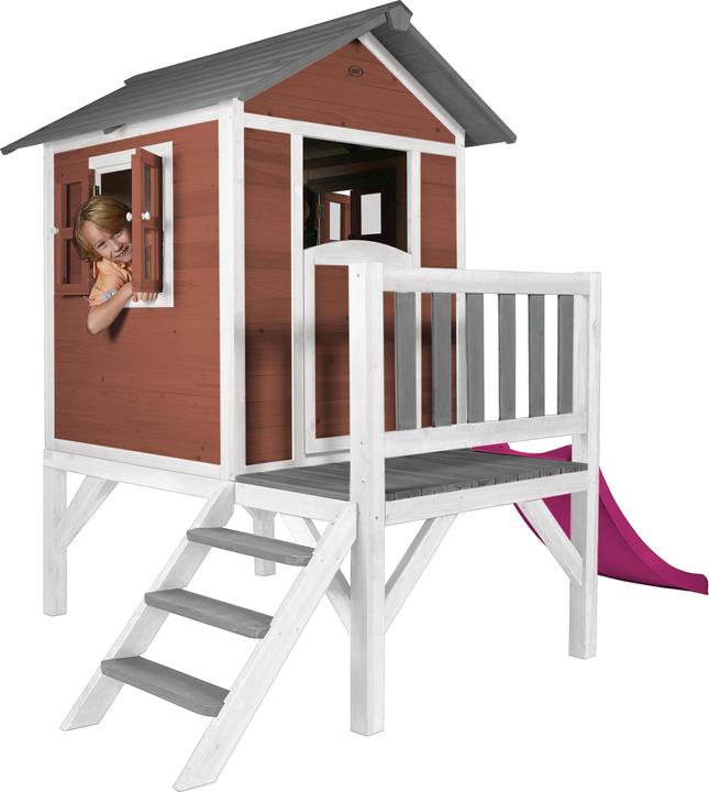 Image du produit Axi Lodge XL Maison de jeu Scandinave Rouge - Toboggan Violet