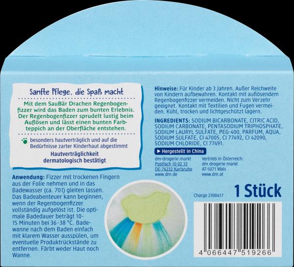 Actual product image dm SauBär Children's bath additive rainbow bath fizzer dragon