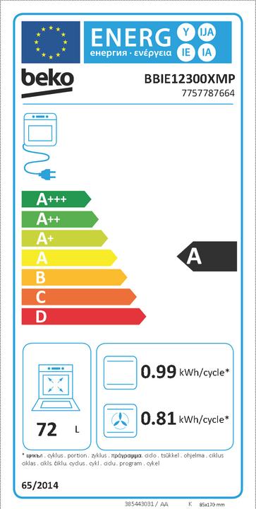 Etichetta energetica Beko BBIE12300XMP