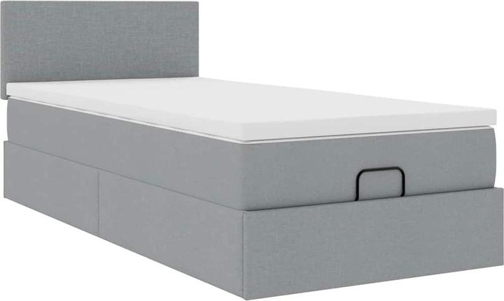 Produktbild VidaXL Ottoman-Bett mit Matratze Hellgrau 90x190 cm Stoff (90 x 190 cm)