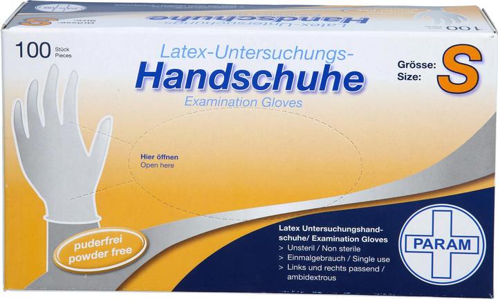 Produktbild Latex-Untersuchungs-Handschuhe puderfrei Grösse S, 100 St. Handschuhe (S)