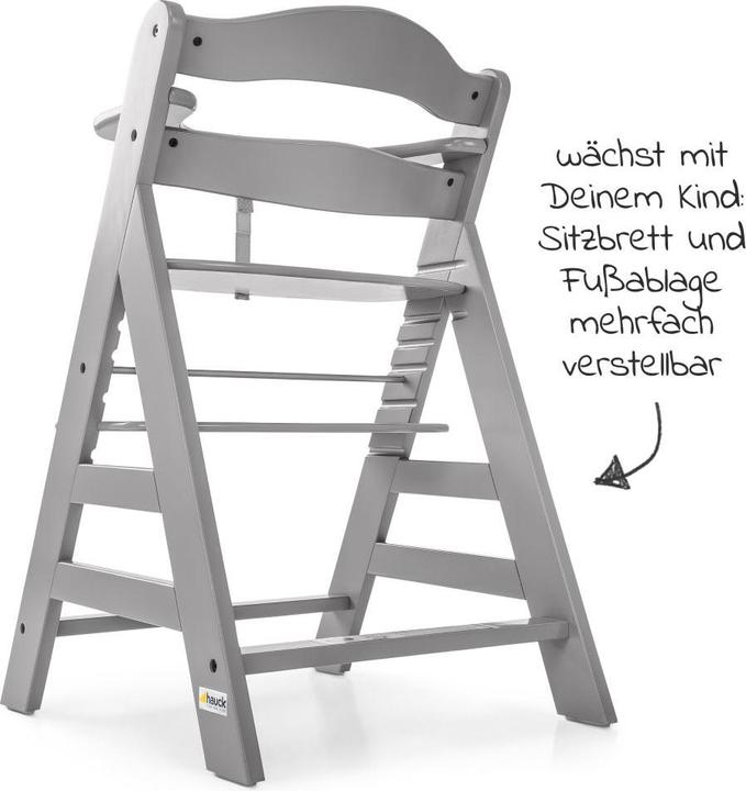 Produktbild Hauck Hochstühle Hochstuhl Alpha Plus Grau im Sparset inkl. Sitzkissen (Hochstuhl)