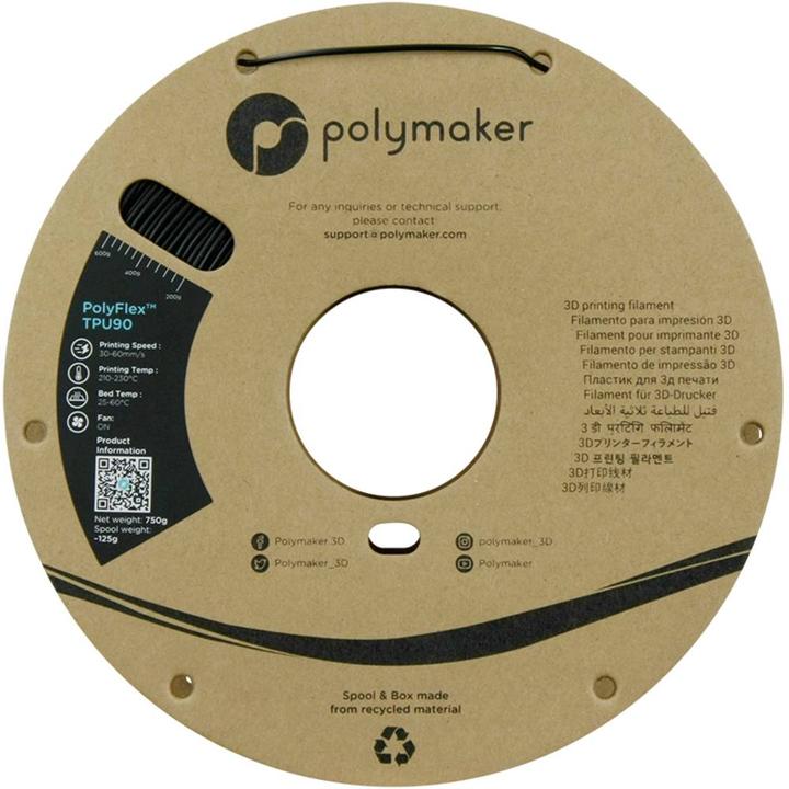 Actual product image Polymaker PolyFlex TPU-90A Black-1.75mm-750g (TPU, 1.75 mm, 750 g, Black)