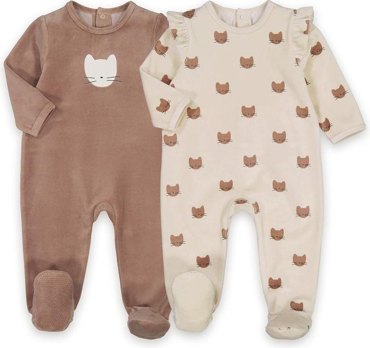 Produktbild La Redoute Collections 2er-Pack Samt-Strampler mit Katzenmotiv (74)