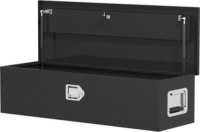 Produktbild Swisshandel24 Stabile Aufbewahrungskiste, Alu, Seitengriffe, Schloss, Werkzeugkasten, 99x33x25,5 cm, schwarz
