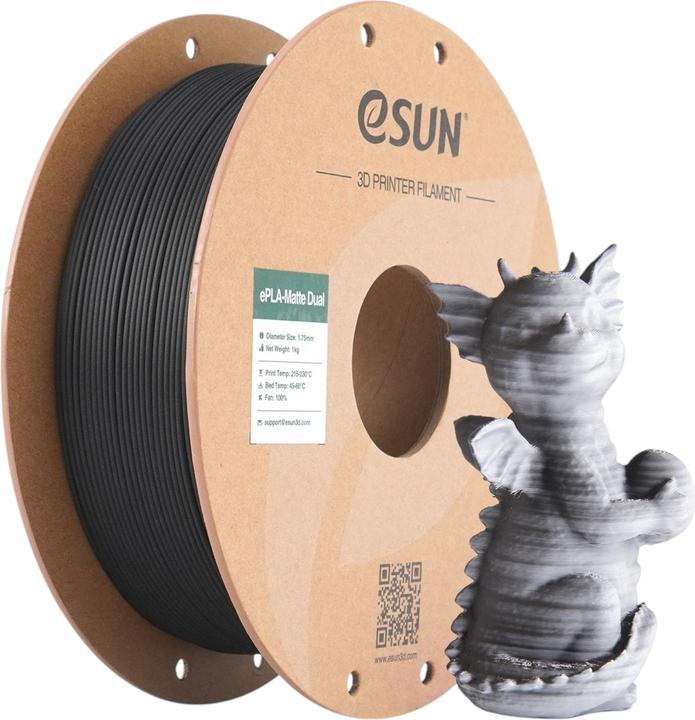 Immagine prodotto eSUN PLA MATTE DUAL 1,75mm BLACK WHITE 1kg (PLA, 1.75 mm, 1000 g, Multicolore)