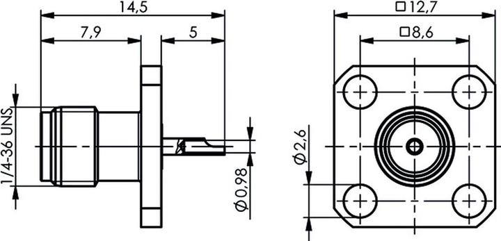 Image du produit Telegärtner Prise SMA encastrée avec bride Z29, or (standard)