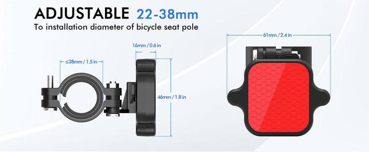 Actual product image Mili LiTag bicycle rear light with tag