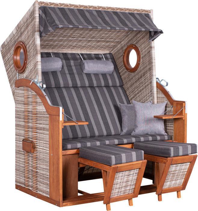dekoVries Strandkorb deVries PURE® Wave XL PE Pinienholz, seashell Des. 402