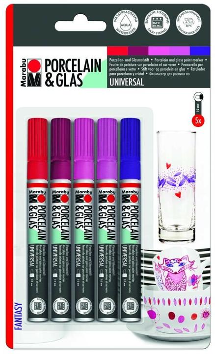 Actual product image Marabu Porcelain and glass painting pencil (Violet, Red, Crimson, Rose, Lilac, 5 x)