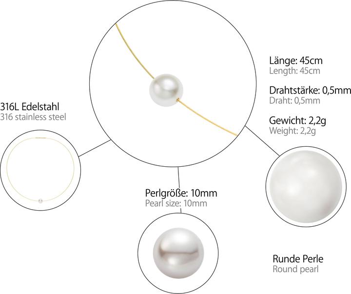 Produktbild Heideman Perlenkette goldfarbend (Edelstahl)