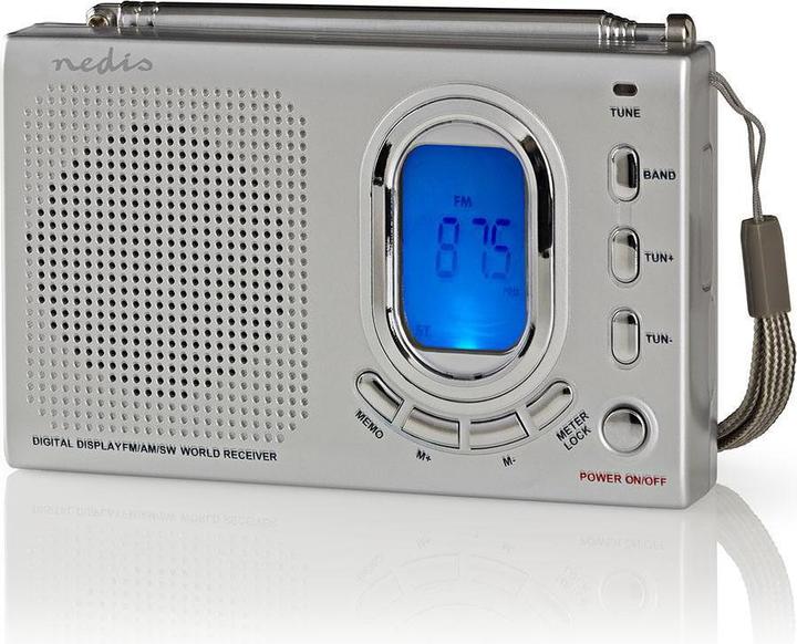 Produktbild Nedis Weltradio | Tragbare Ausführung | AM / FM / SW | Batteriebetrieben / Netzstromversorgung | Dig (AM, FM, KW)