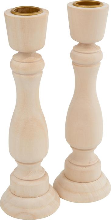 VBS Bougeoirs, bois brut, 2 pièces