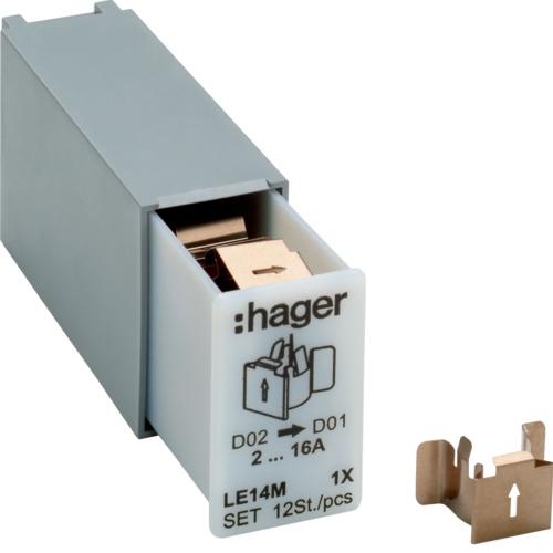 Produktbild Hager Haltefeder f.L7xM LE14M Reduzierung von D02 zu D01 Set=12Stück (NH-DIN Sicherung)